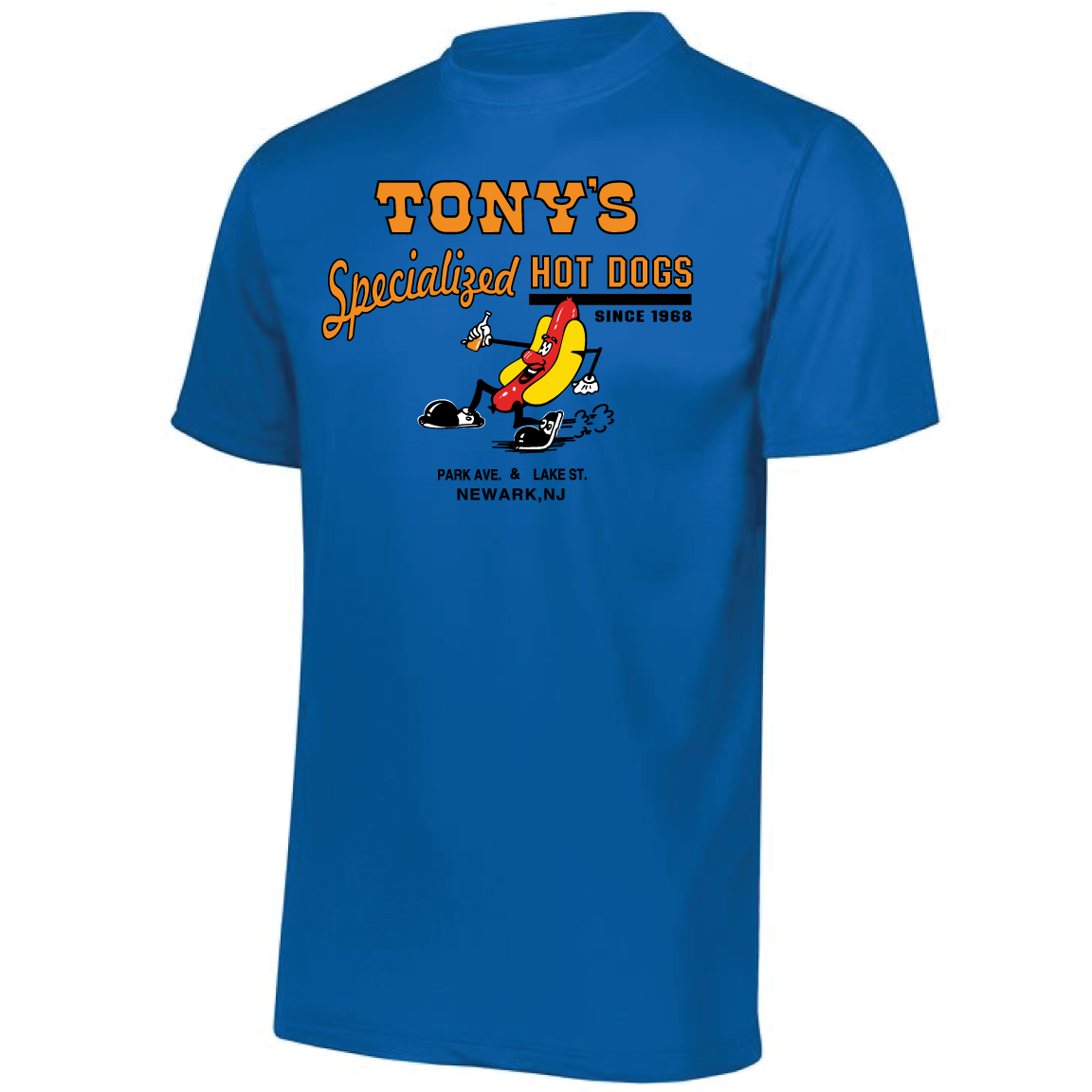 Tony\'s Hot Dogs T-Shirt | (Blue) Hot (Official) Tony\'s Dogs